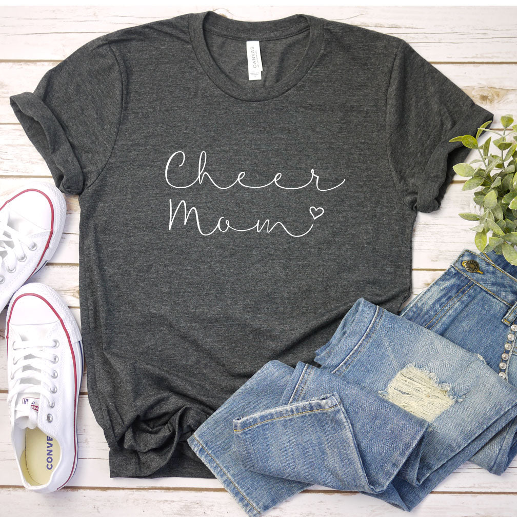 Cheer Mom Simple Script with Heart T-Shirt
