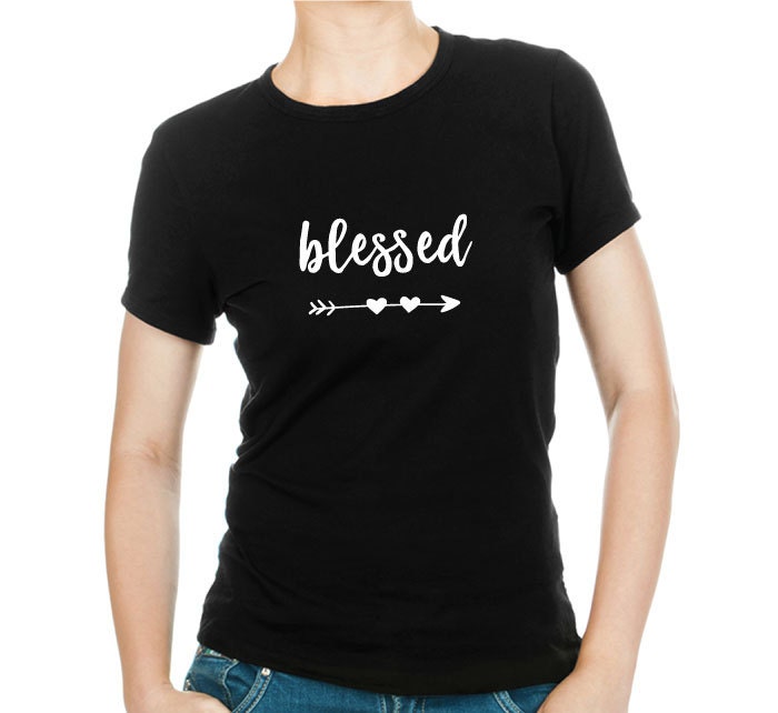 Blessed with Arrow and Hearts T-shirt, V-neck or Tank top in your choice of design color