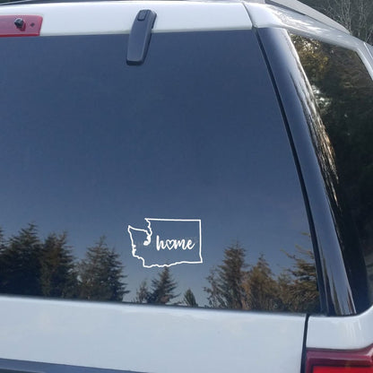 Washington State Outline with Script Home and Heart Vinyl Decal Car Sticker