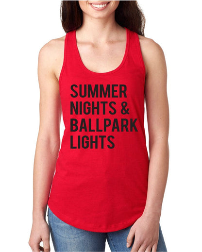 Summer Nights & Ballpark Lights Softball Baseball Racerback Tank Top
