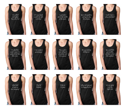 Bridesmaids Quotes Bachelorette Party Black and White Regular Style Tank Tops