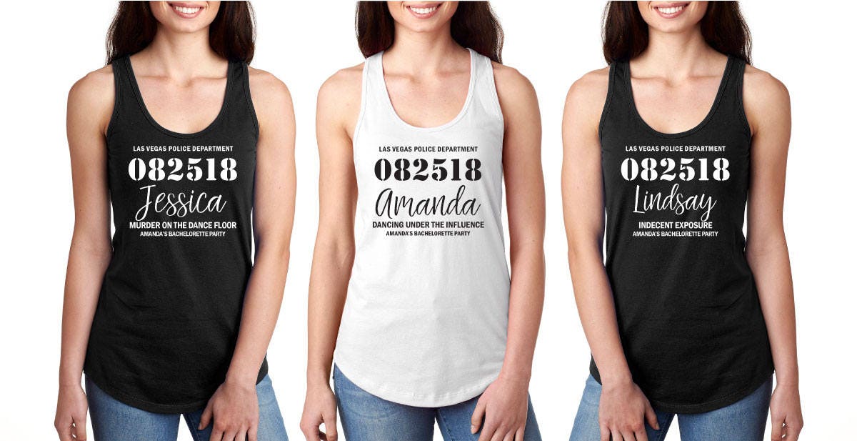 Mugshot Lineup Funny Custom Bachelorette Party Racerback Tank Tops