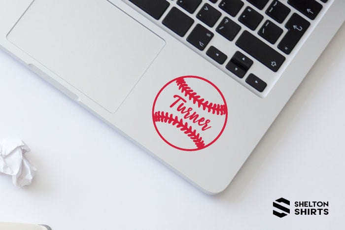 Baseball Softball Custom Name Laptop Decal