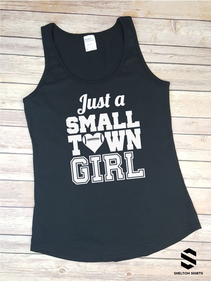 Just a Small Town Girl Football Black Tank Top