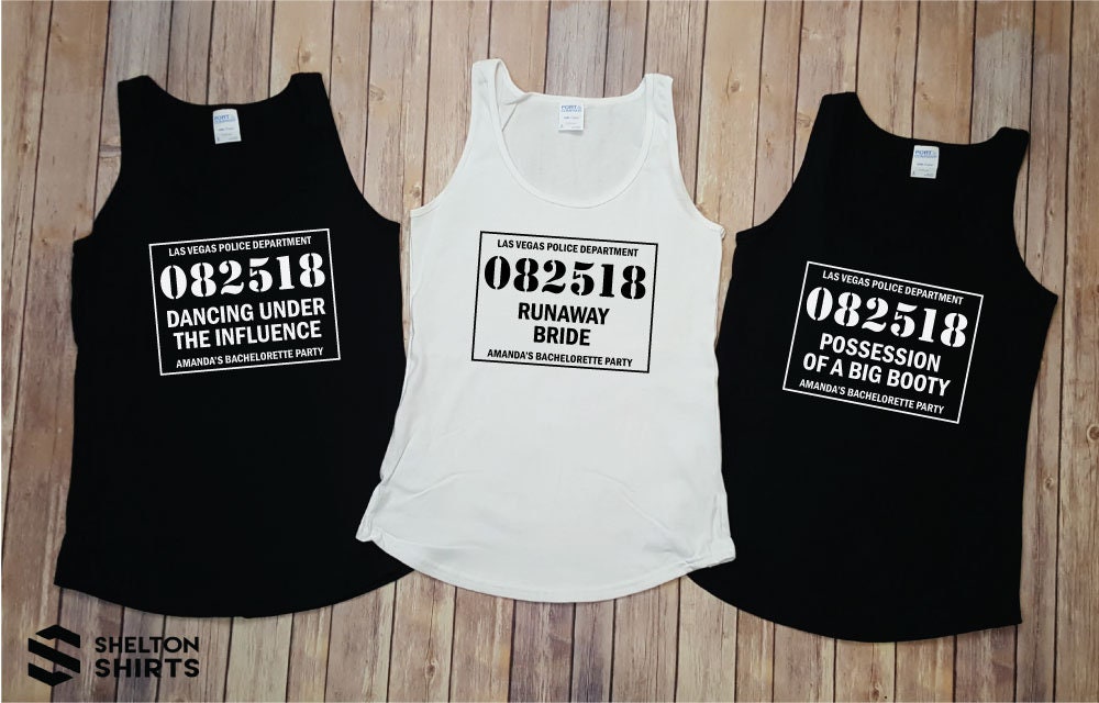 Bachelorette Mugshot Lineup with Crimes Funny Custom Party Tank Tops