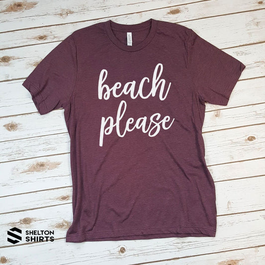 Beach Please Super Soft Heather Maroon Cotton Comfy T-Shirt