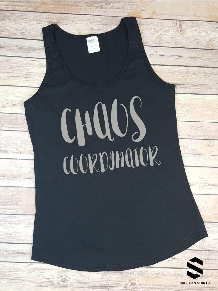 Chaos Coordinator Black Tank Top with Silver Writing