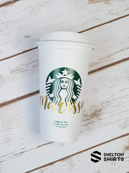 Starbucks Gold Script Name Bridal Party Custom Decal