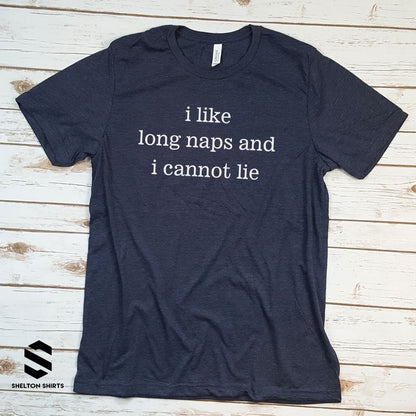 I like long naps and i cannot lie Super Soft Heather Navy Cotton Comfy T-Shirt