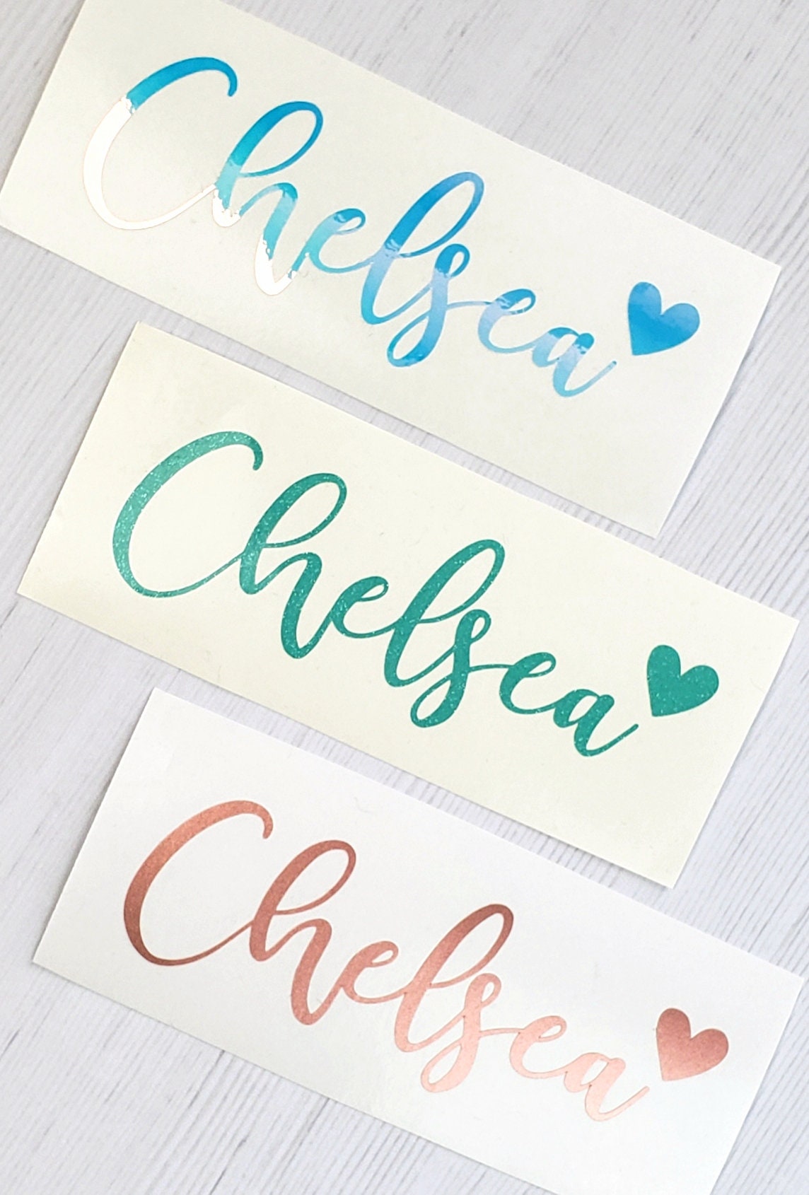 Name with Heart Cutout Vinyl Sticker Decal - Script Name Decal - Custom Any Word Vinyl Sticker