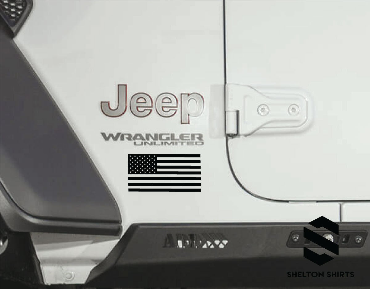 American Flag Matte Black 2 Vinyl Decal Stickers for Left and Right Side