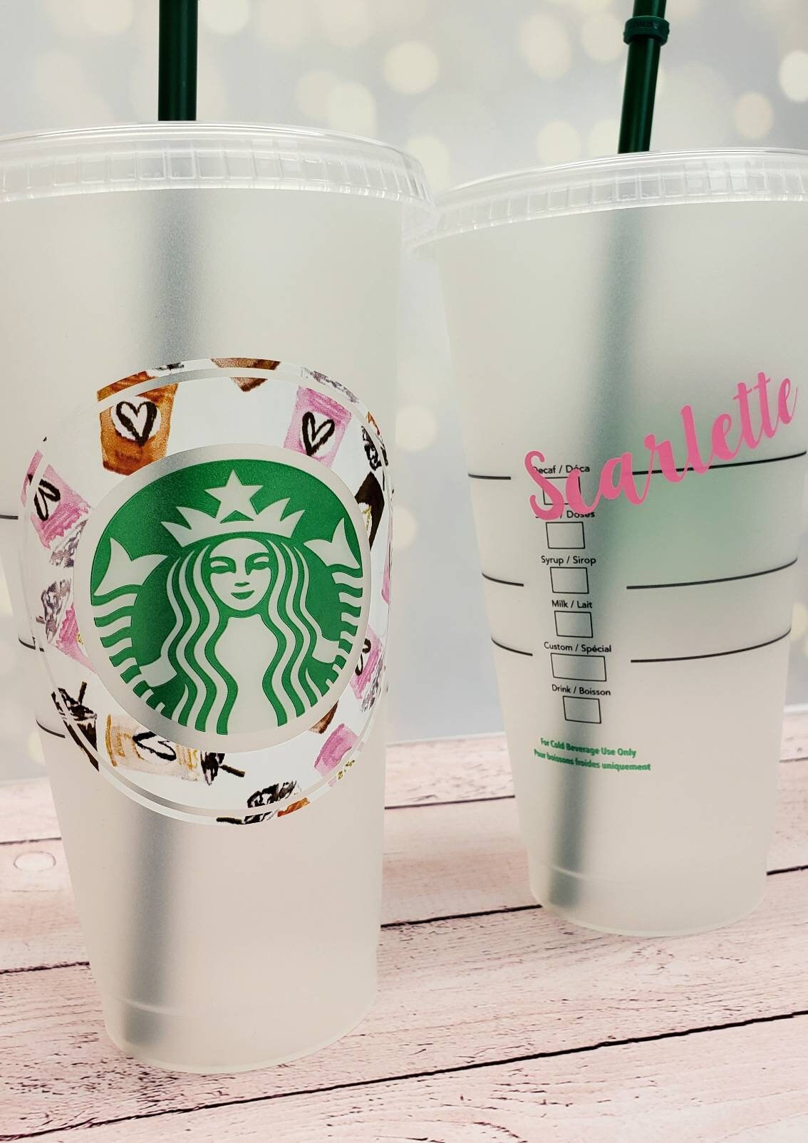 Printed Pattern Decal on Starbucks 24 oz Venti Reusable Cold Cup