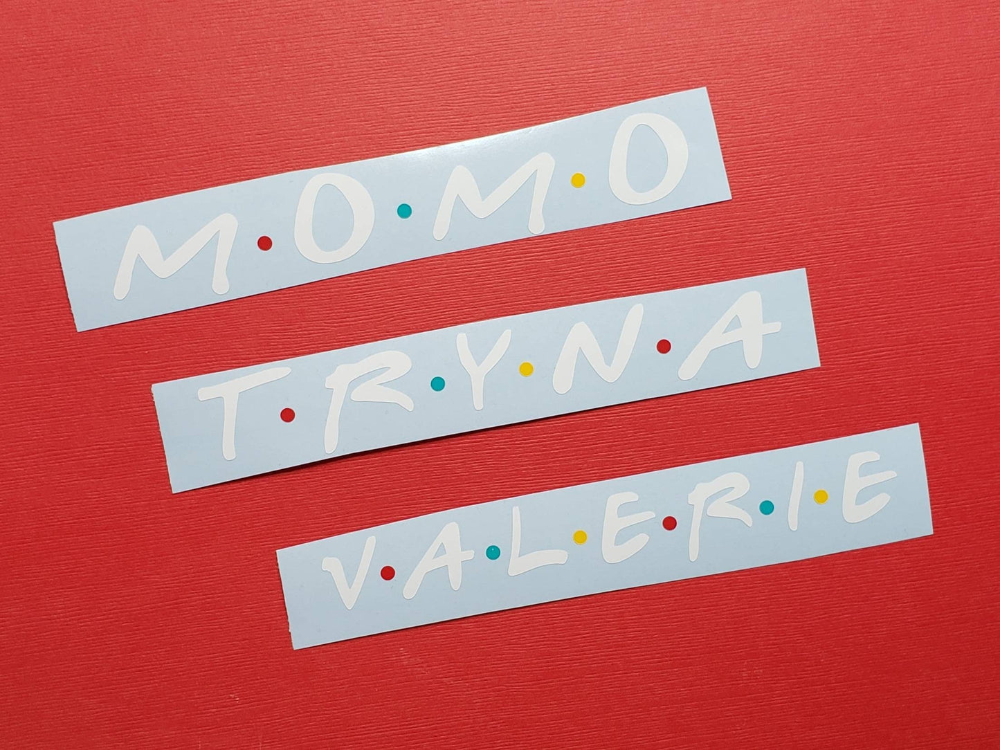 Personalized Friends Theme Name Decal Sticker with Dots β SheltonShirts