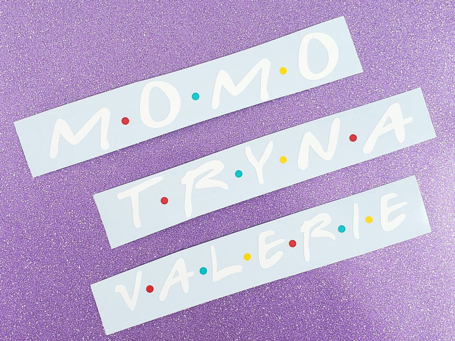 Personalized Friends Theme Name Decal Sticker with Dots