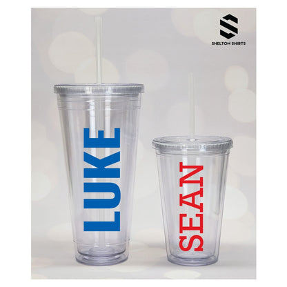 Personalized Name on Clear Acrylic Tumbler with Straw – SheltonShirts
