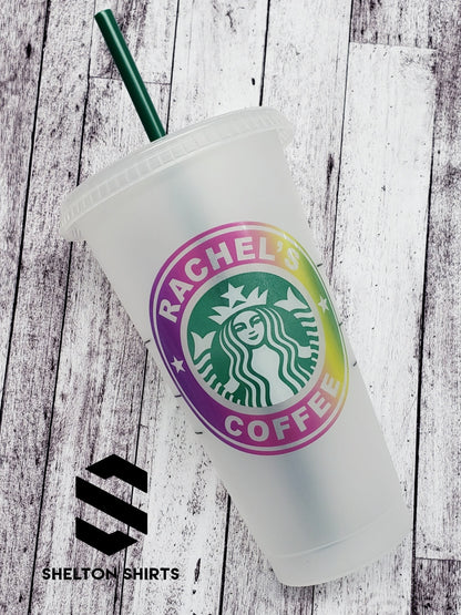 Personalized Rainbow Decal for Starbucks Cold Cup