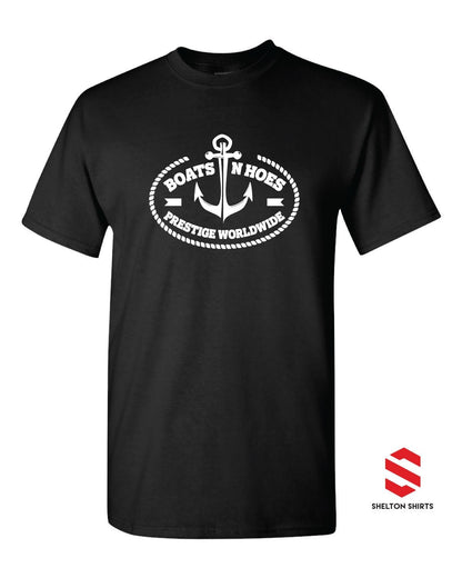 Boats N Hoes Prestige Worldwide Men's T-shirt or Black Tank Top
