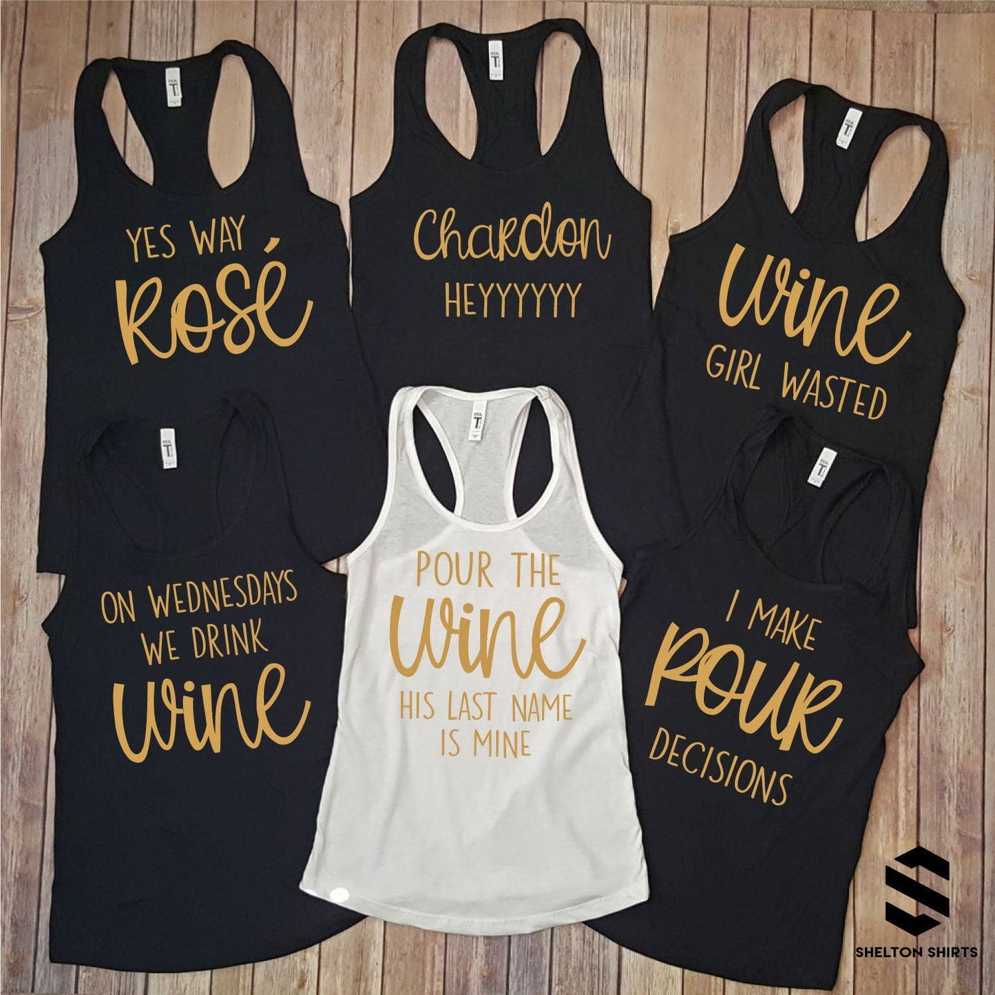 Bachelorette Party Pour the Wine His Last Name is Mine and I Do Crew Tank Tops