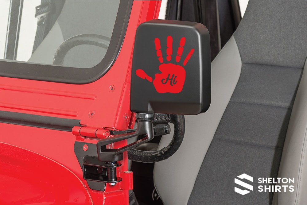 Jeep Wave Vinyl Decal Sticker for Jeep Side Mirror or Back Window- Jeep Hi Hand Decal