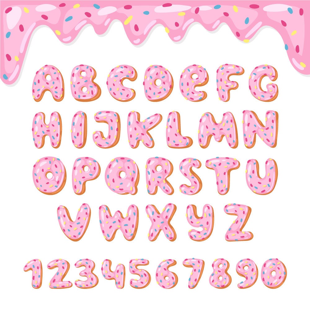 Pink Donut Birthday Shirt with Printed Frosted Number and Sprinkle Name