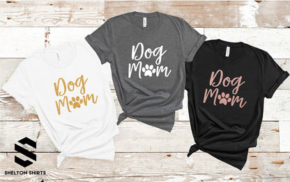 Dog Mom with Paw Print - Soft Cotton Comfy T-Shirt