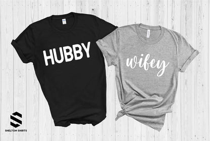 Wifey and Hubby Newlywed Honeymoon T-Shirt - Set of 2 shirts