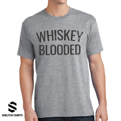 Whiskey Blooded Grunge Print Grey T-shirt