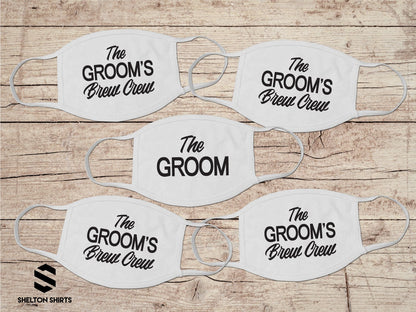 The Grooms Brew Crew Bachelor Party Masks - Set of Face Masks