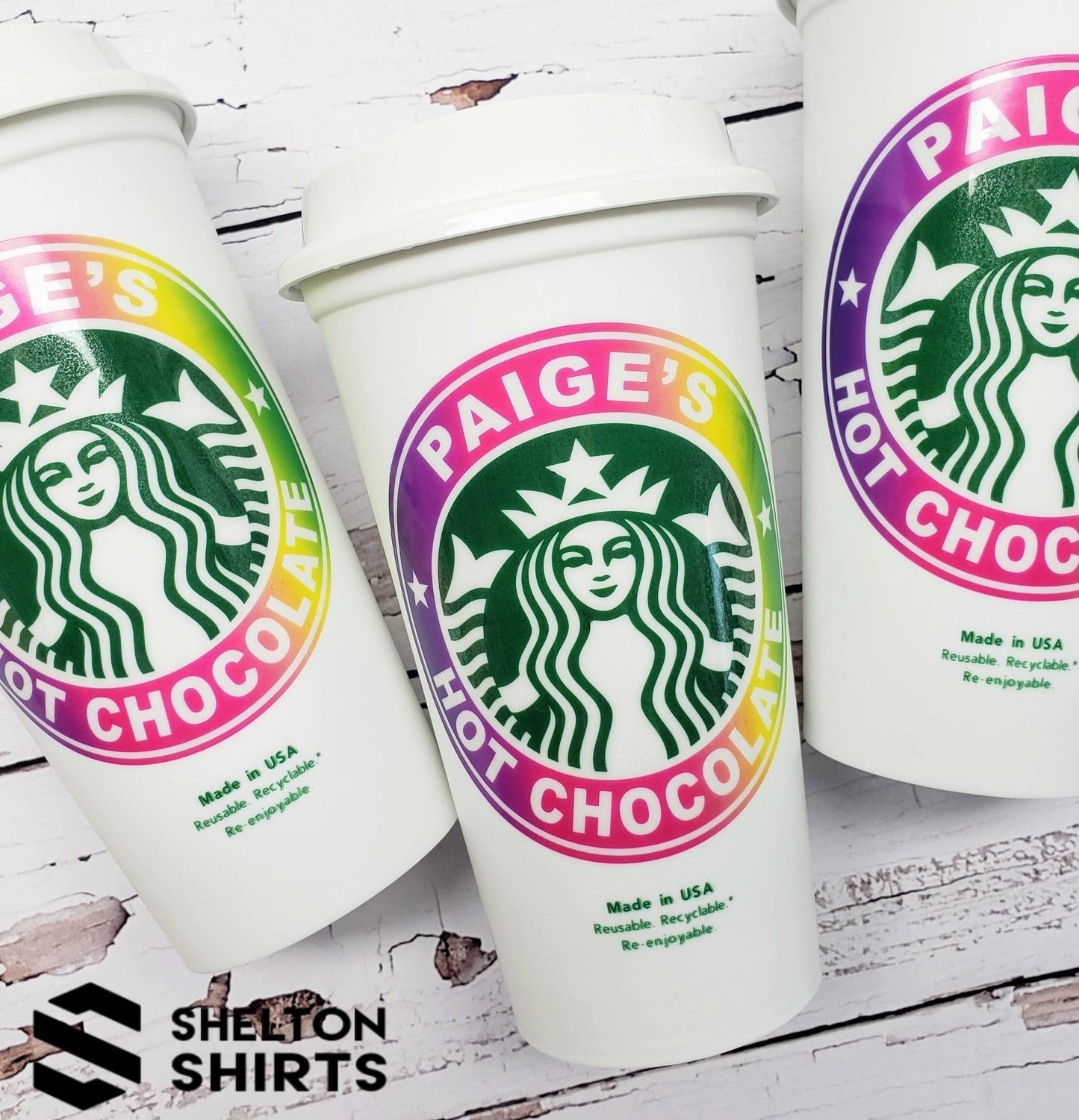 Colorful Ombre Personalized Decal for 16 oz Starbucks Hot Cup