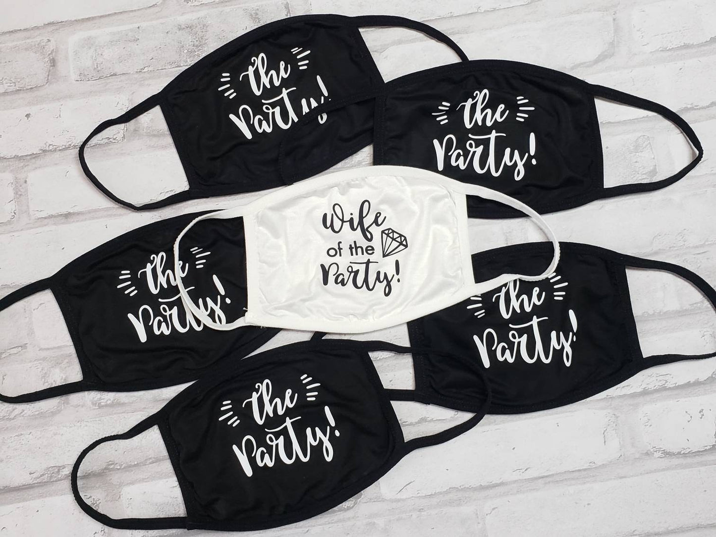 Wife of the Party Bachelorette Party Masks - Set of 5 Face Masks - Wife of the Party - The Party