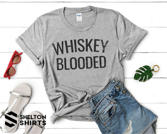 Whiskey Blooded Grunge Print Grey T-shirt