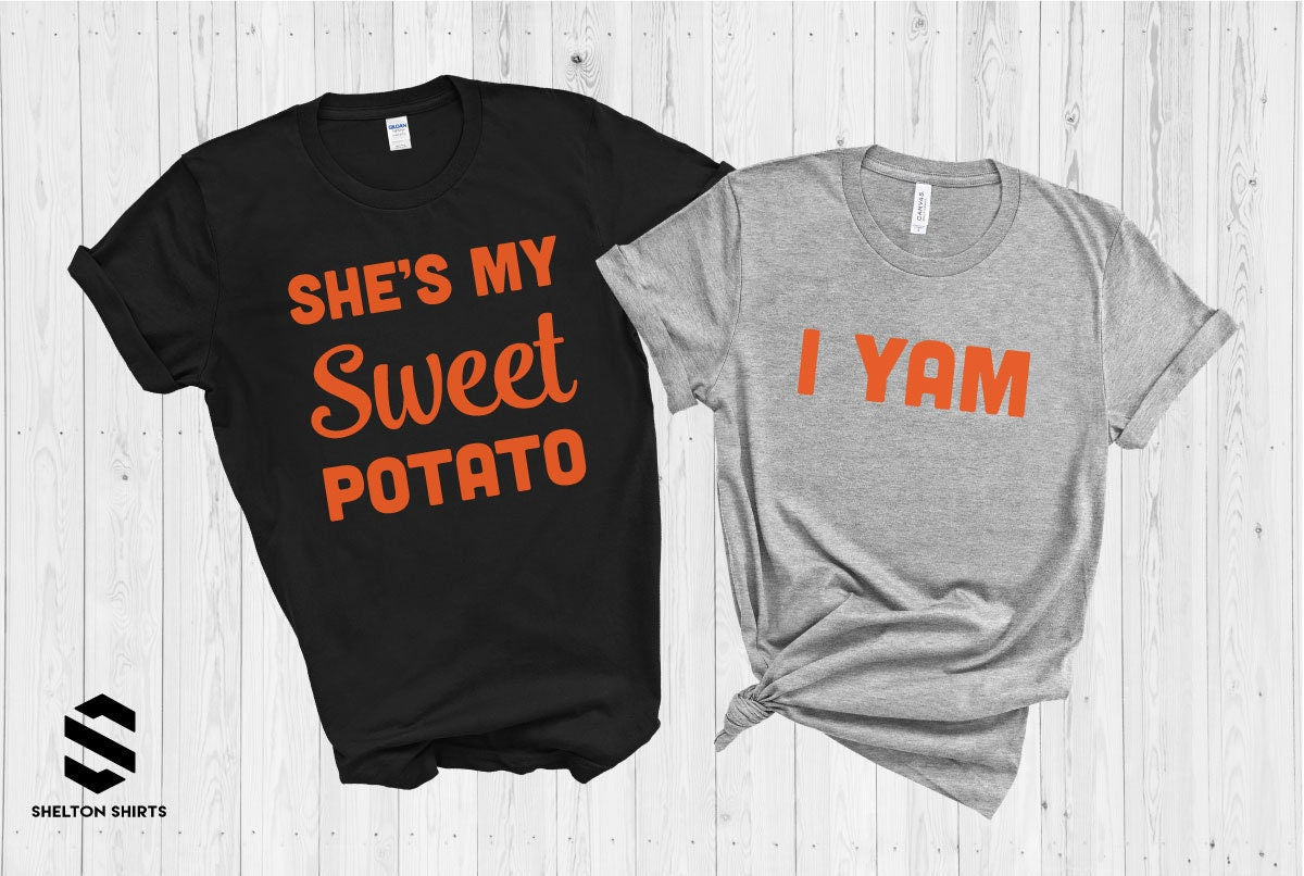 She's My Sweet Potato - I Yam - Couples T-Shirt Matching Thanksgiving Set - Set of 2 shirts