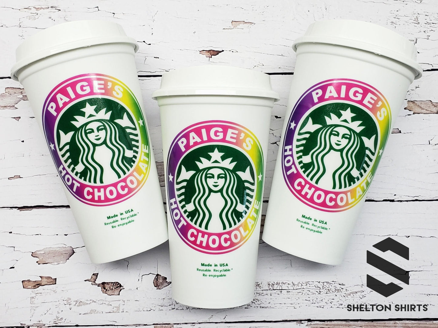 Colorful Ombre Personalized Decal for 16 oz Starbucks Hot Cup