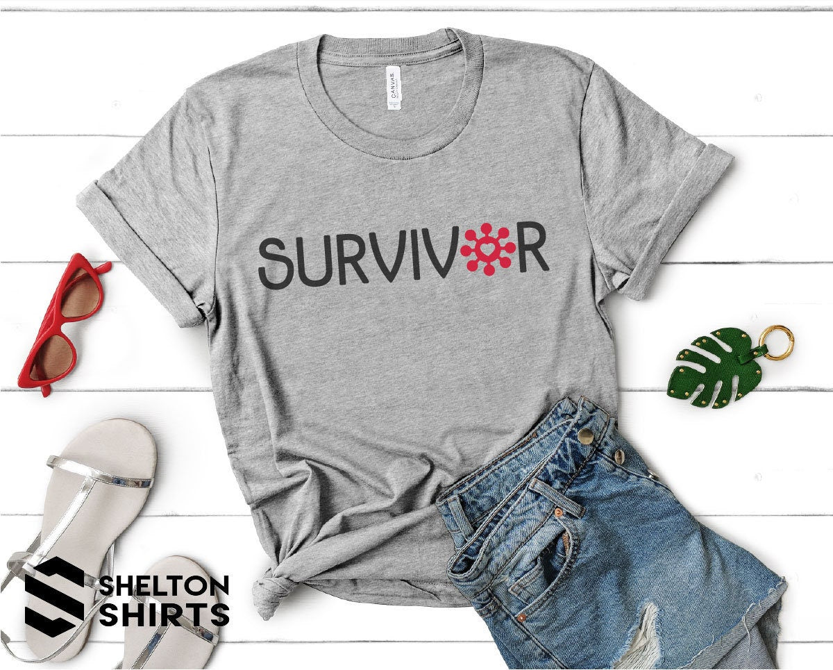 Survivor with Covid Symbol Super Soft Athletic Grey Cotton Comfy T-Shirt