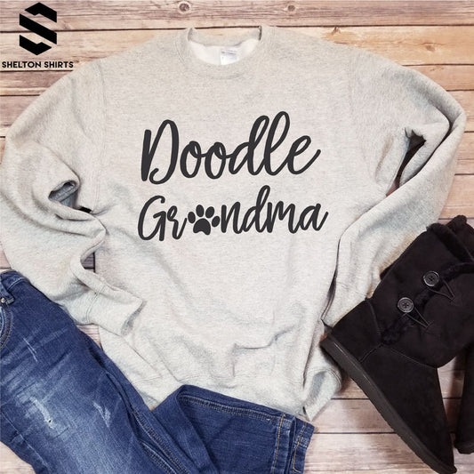 Doodle Grandma Super Comfy Crew Neck Heather Grey Sweatshirt