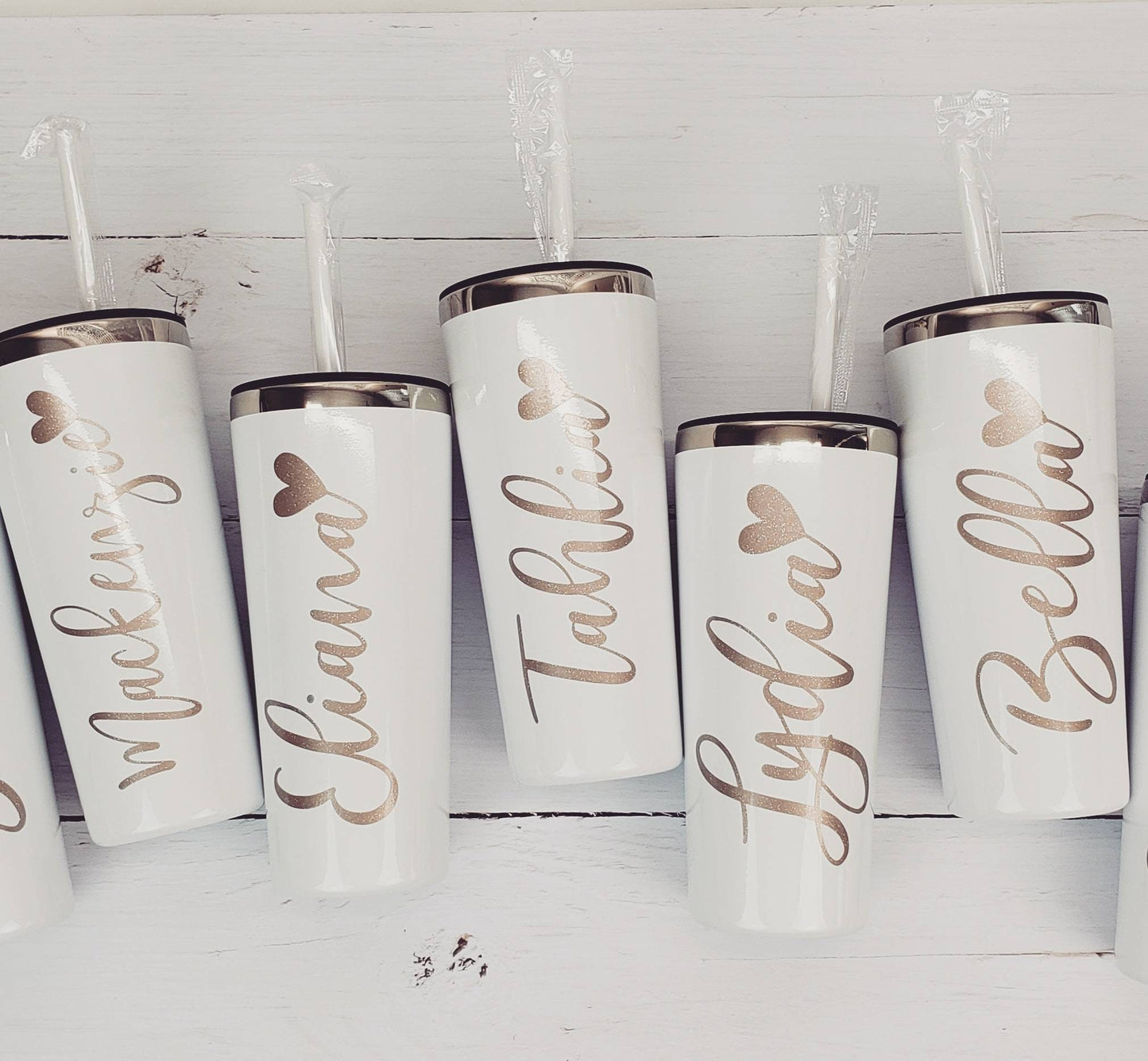 Personalized Tumbler with Name & Heart - Personalized Brides
