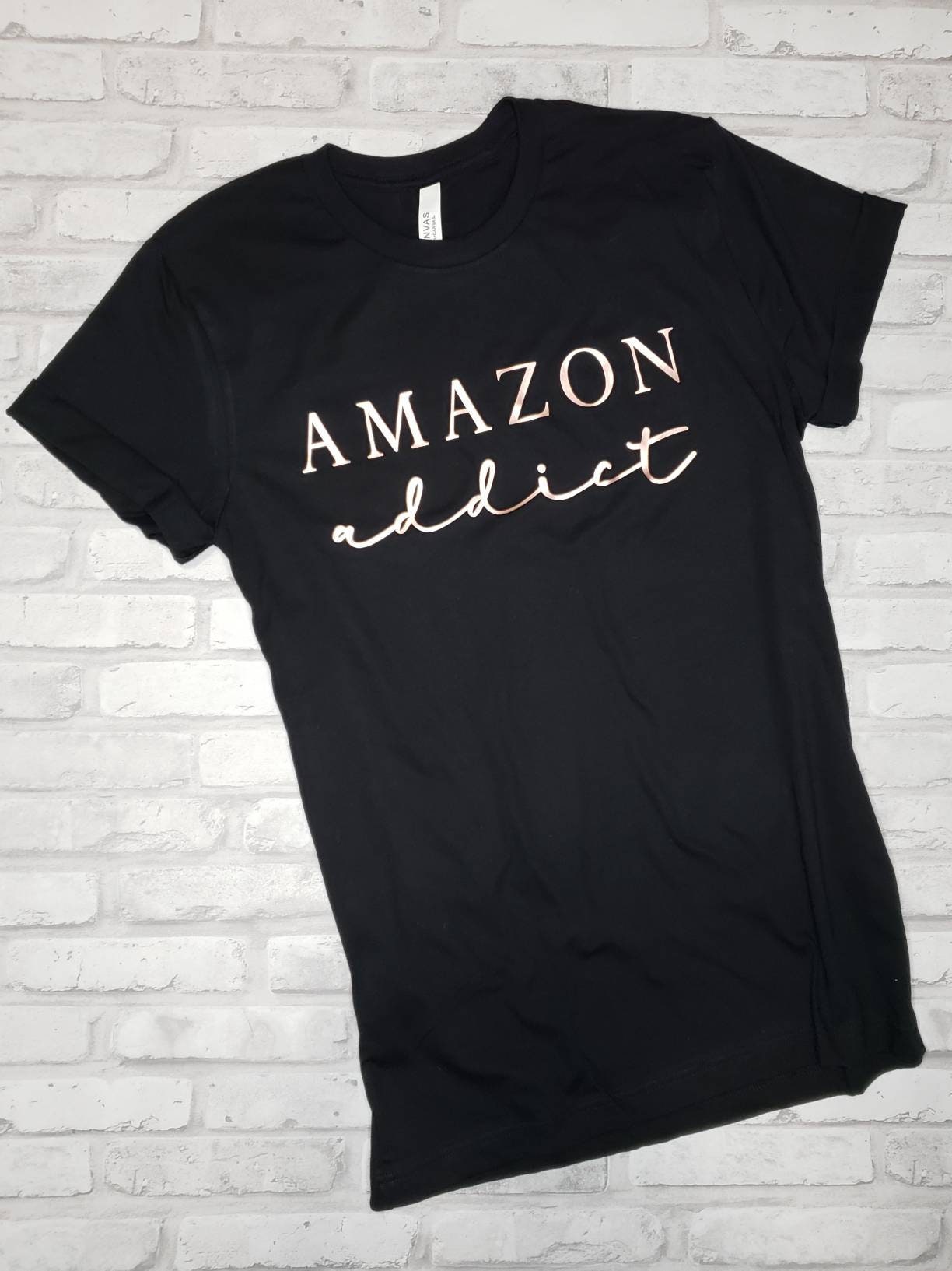 Amazon Addict Black Bella T-shirt with Rose Gold Metallic Print T-Shirt