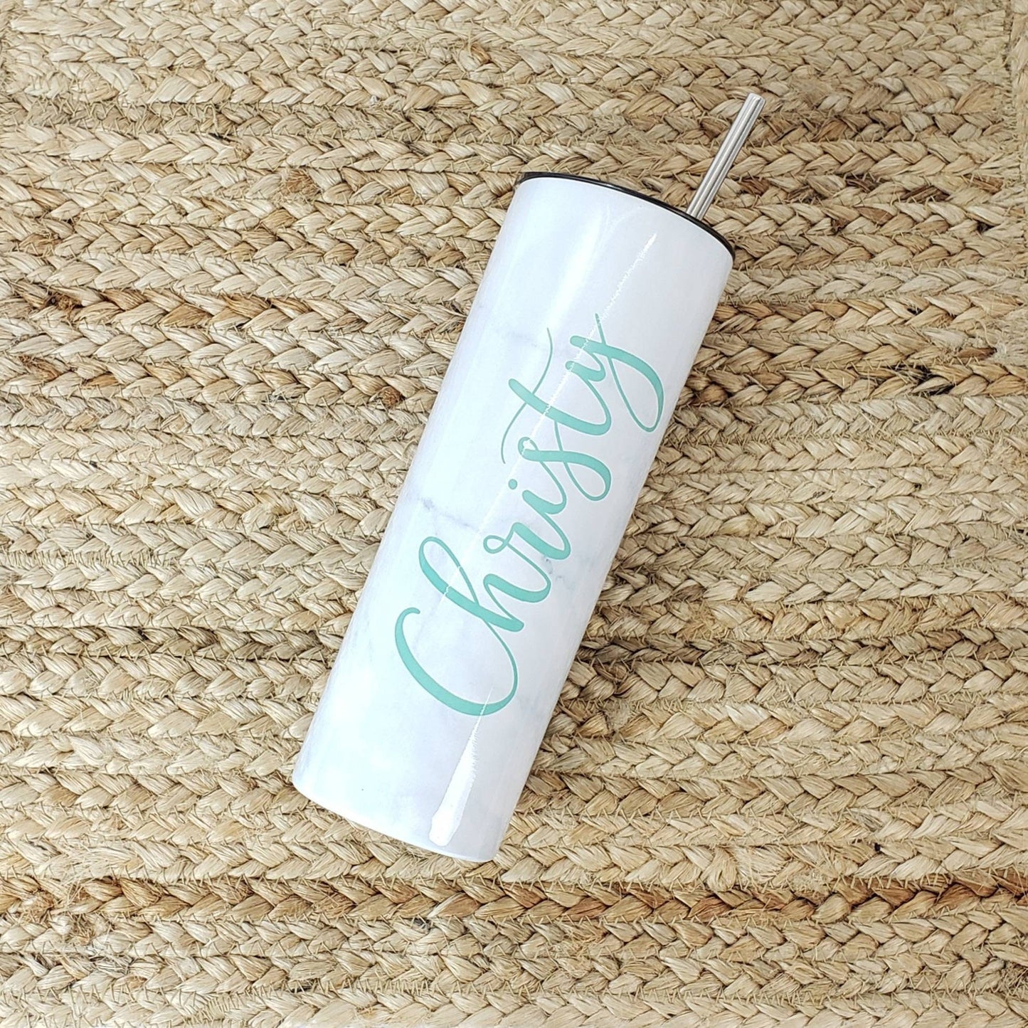 Marble Tumbler with Script Name in PERMANENT PRINT - 20 oz Hot or Cold Tumbler