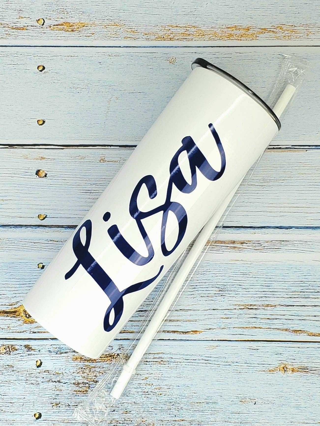 Marble Tumbler with Script Name in PERMANENT PRINT - 20 oz Hot or