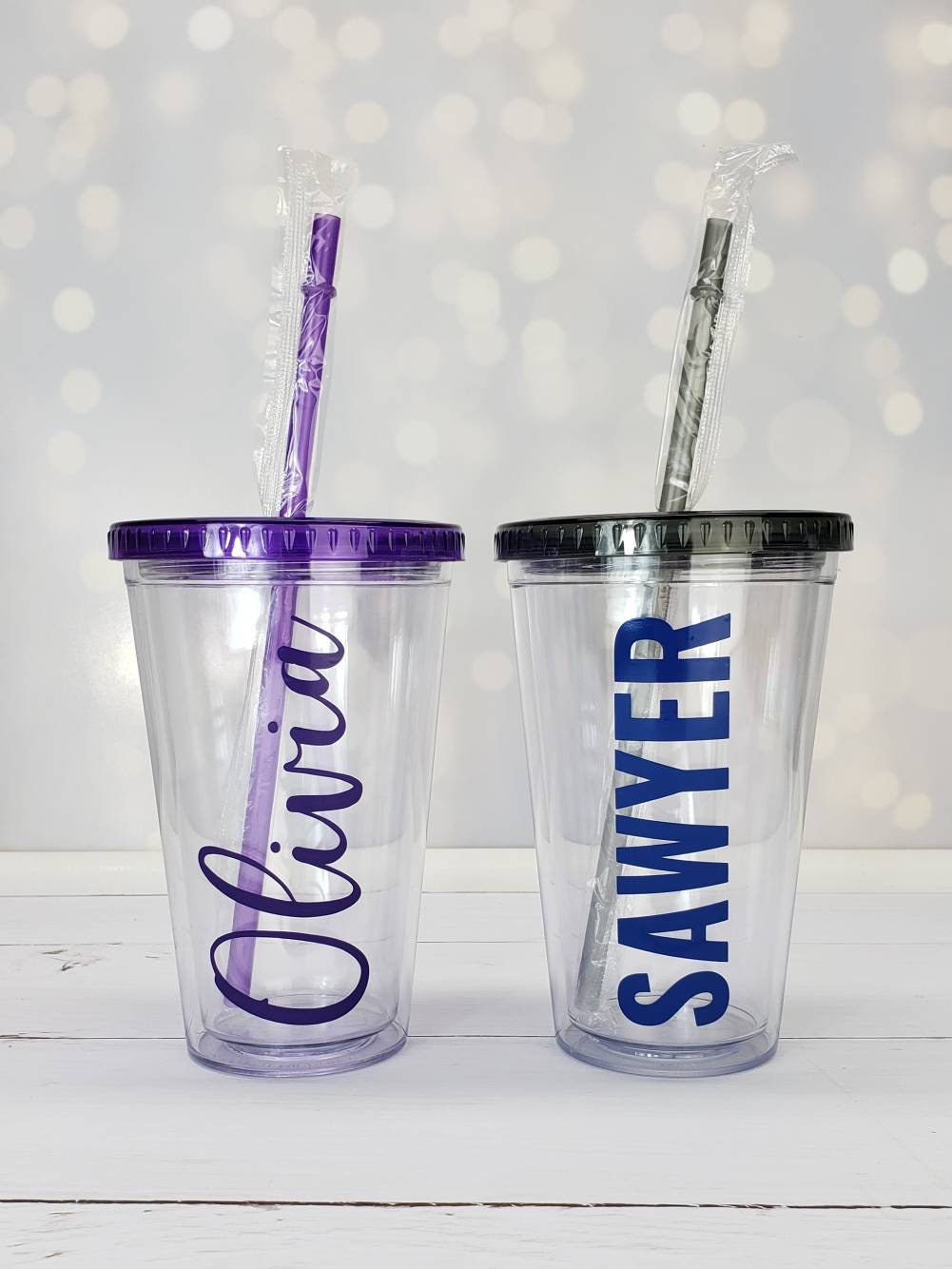 Customized Tumbler Cups w/ Straws