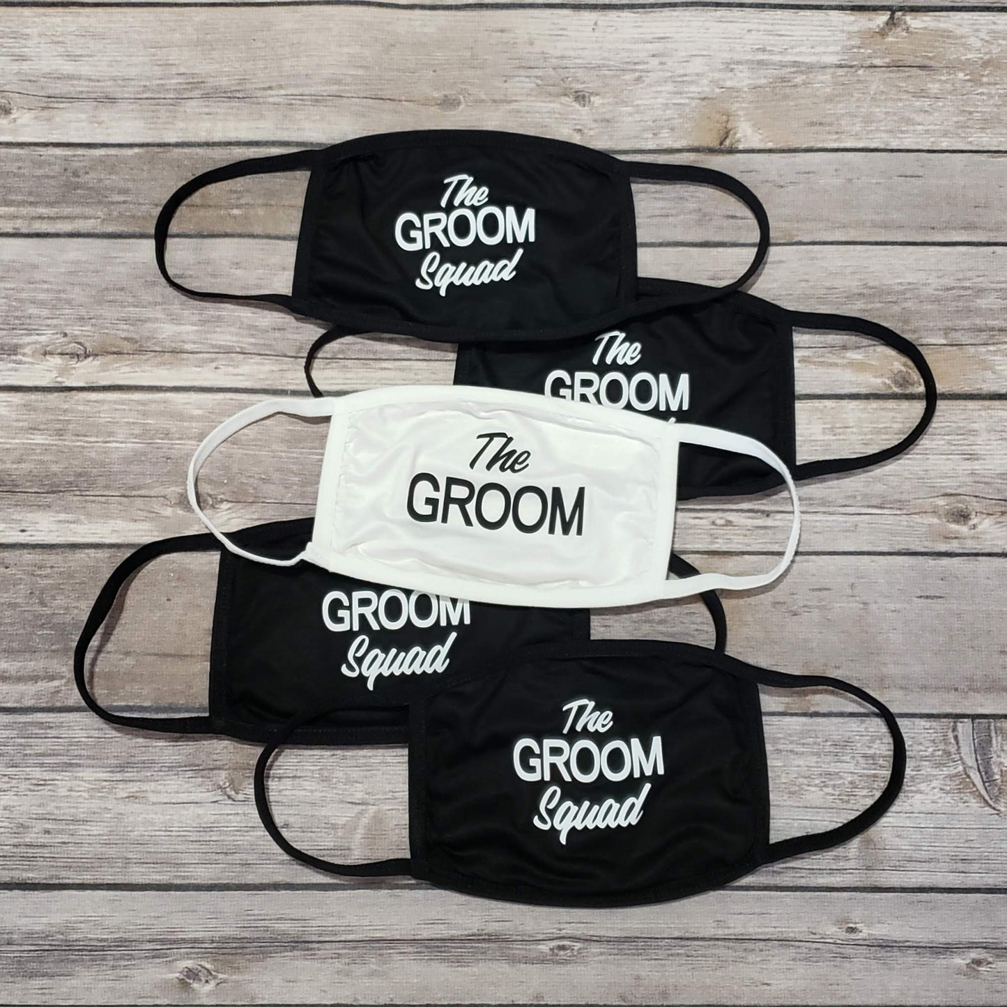 The Groom - The Groom Squad - Bachelor Party Masks - Set of 5 Face Masks