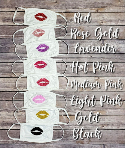 Glitter Lips Bachelorette Party Masks - Set of 5 Face Masks - Birthday Party - Girls Night Out