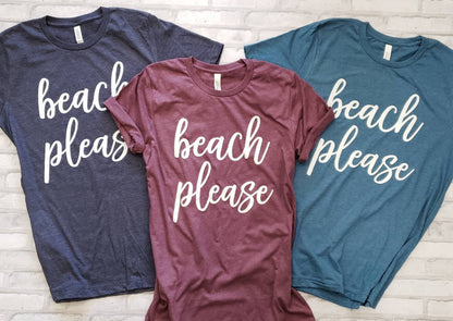 Beach Please Super Soft Heather Maroon Cotton Comfy T-Shirt
