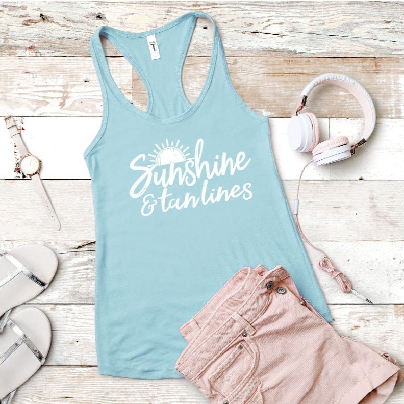 Sunshine and Tanlines Cute Summer Racerback Tank Top