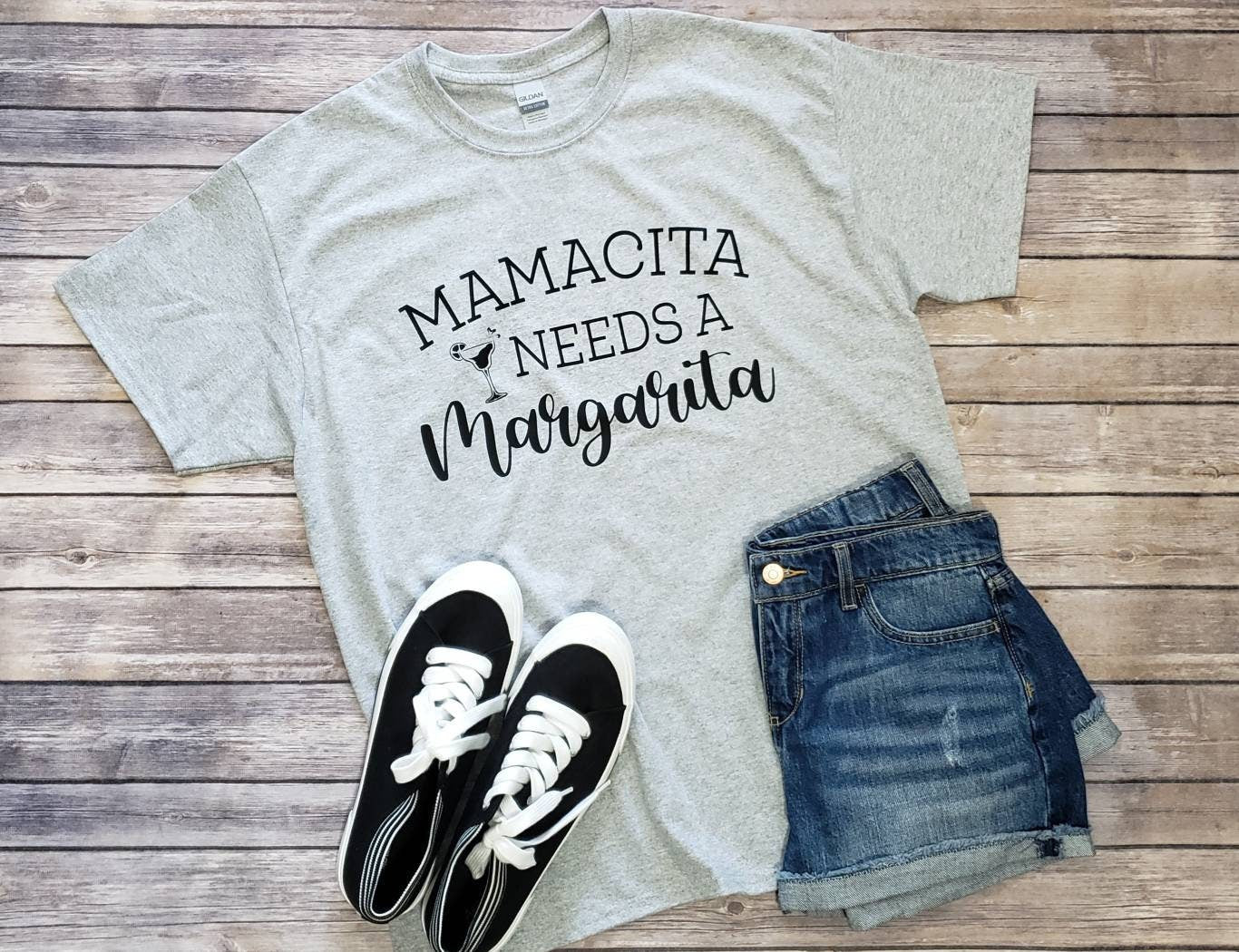 Mamacita Needs A Margarita Heather Grey Cotton Comfy Unisex T-Shirt