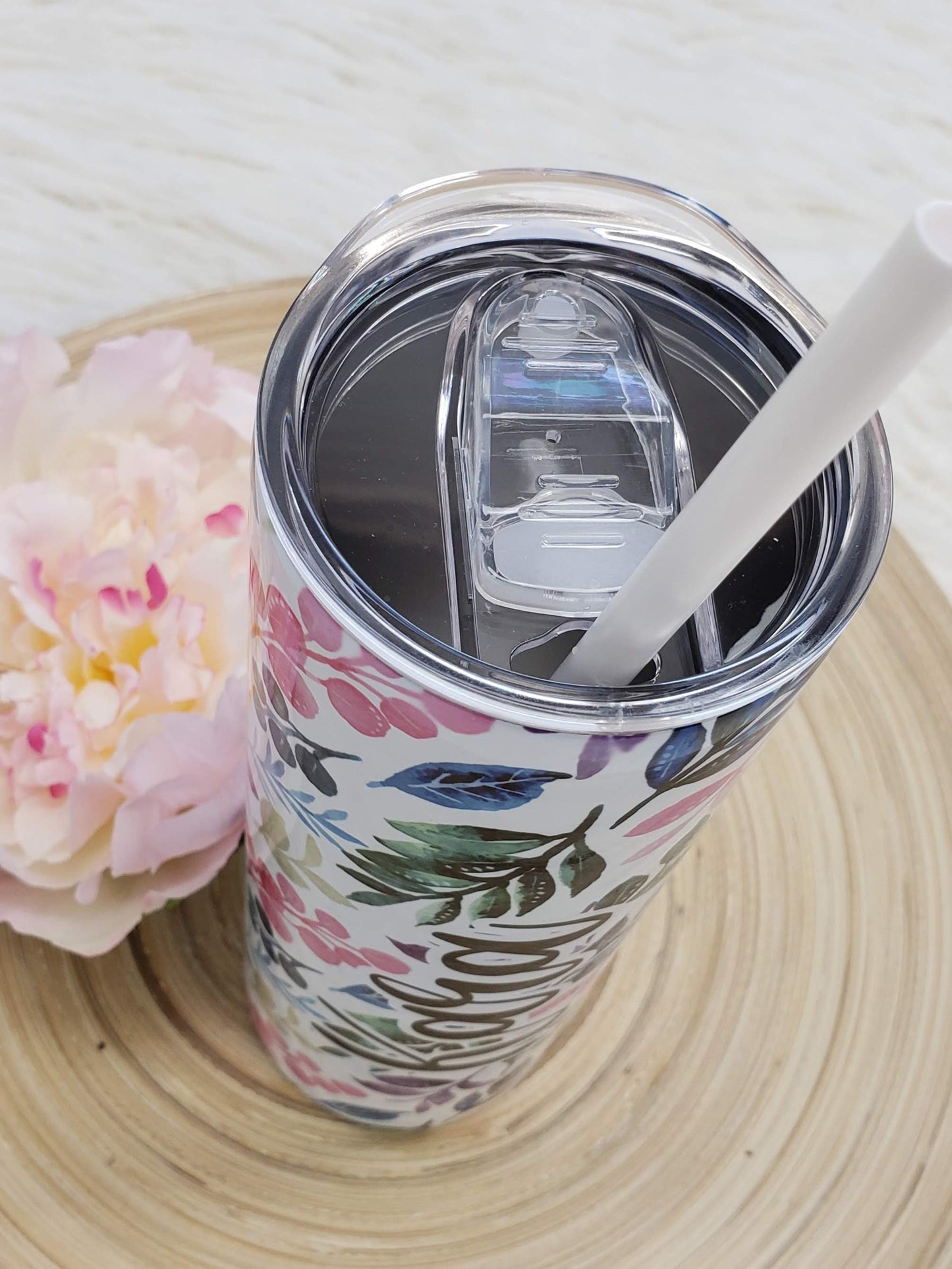 Whimsical Floral Tumbler with Your Name Printed