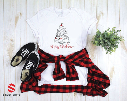 Merry Christmas Cat Tree - Funny Holiday Shirt - Super Soft Comfy T-Shirt