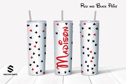 Mickey mouse heads confetti tumbler with personalized name up the side