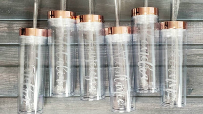 Bridal Party Handwritten Names Engraved on Skinny Clear Acrylic Tumbler