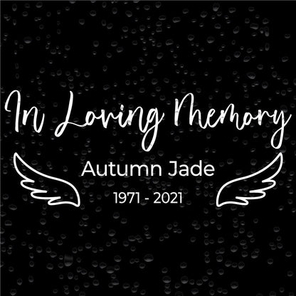In Loving Memory with Wings Personalized Memorial Vinyl Car Decal Sticker